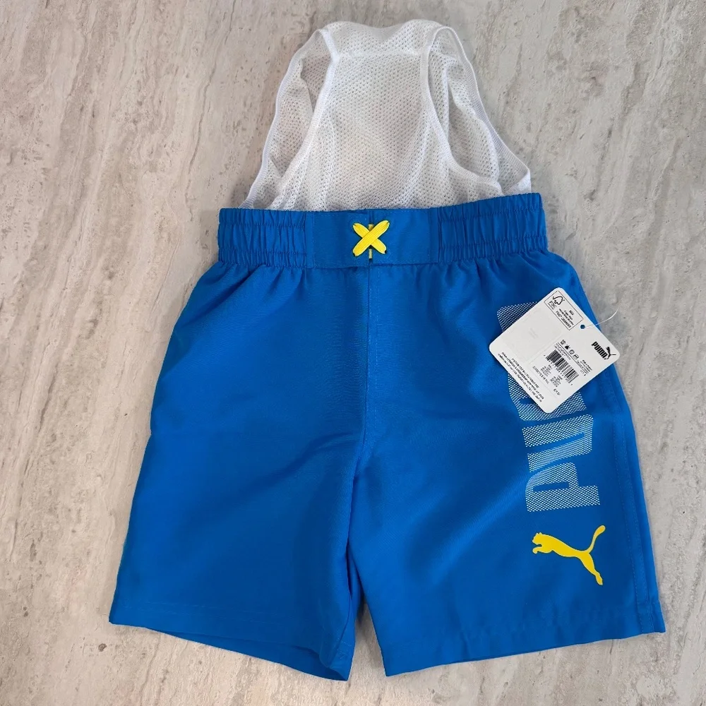 Puma Boys Neon Blue‎ Swim Trunks Size 5 NWT